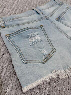 Just USA Light Wash Distressed Denim Cutoff Shorts